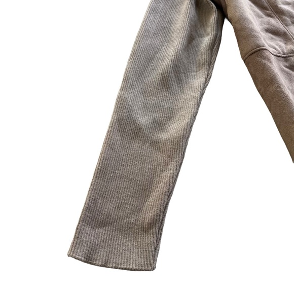 Jaclyn Smith Womens Sz XL Tan Faux Fur Collar Suede Front Knit Penny Lane Jacket - Picture 7 of 16